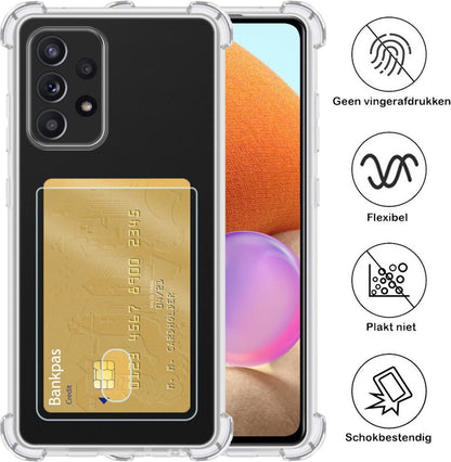 Samsung A32 5G Hoesje Kaarthouder Backcover Shockproof - Transparant