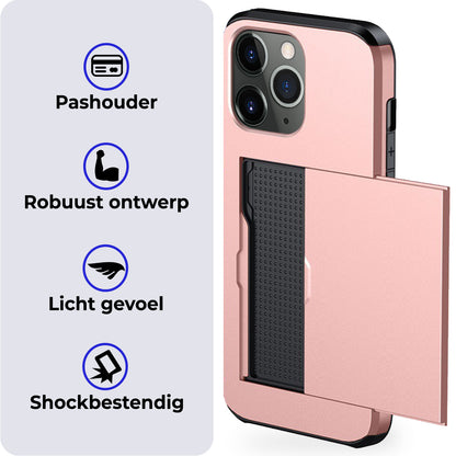 iPhone 11 Pro Max Hoesje Kaarthouder Hard Case Shockproof - Rosé goud