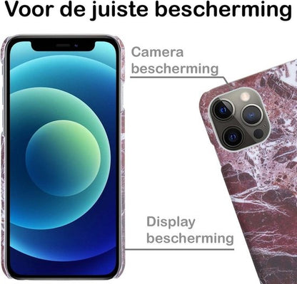 iPhone 12 Pro Hoesje Marmer Hard Case Cover - Rood