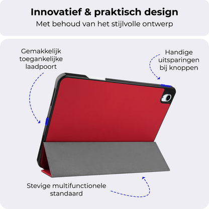 iPad Air 2024 / 2025 (11 inch) Trifold Bookcase Hoes met Penhouder voor Apple Pen - Rood