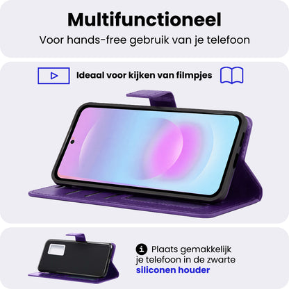 Samsung A37 Hoesje Bookcase Cover met Kaarthouder - Paars