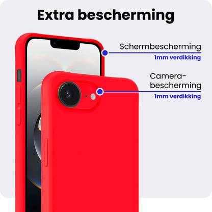 iPhone 16e Hoesje Siliconen Backcover Lichtgewicht - Rood