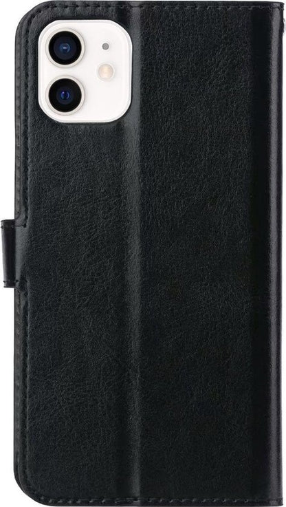 iPhone 12 Hoesje Bookcase Cover met Kaarthouder - Zwart
