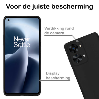 OnePlus Nord 2T Hoesje Siliconen Backcover Lichtgewicht - Zwart