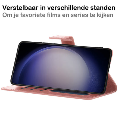 Samsung S23 Ultra Hoesje Bookcase Cover met Kaarthouder - Rosé goud