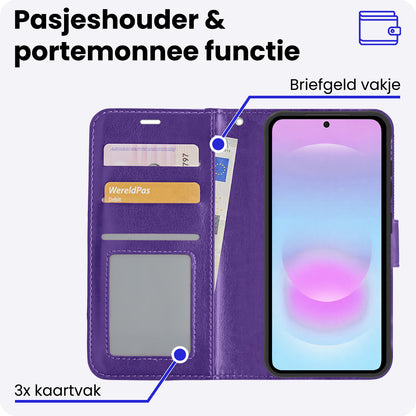 Samsung A37 Hoesje Bookcase Cover met Kaarthouder - Paars
