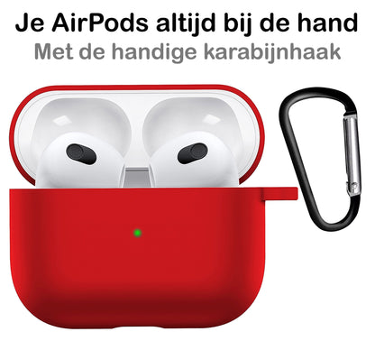 AirPods 3 Hoesje Siliconen met Clip - Rood