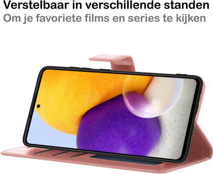 Samsung A72 5G Hoesje Bookcase Cover met Kaarthouder - Rosé goud