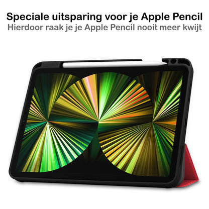 iPad Pro 2021 (12,9 inch) Hoesje Book Case Met Apple Pencil Uitsparing - Rood