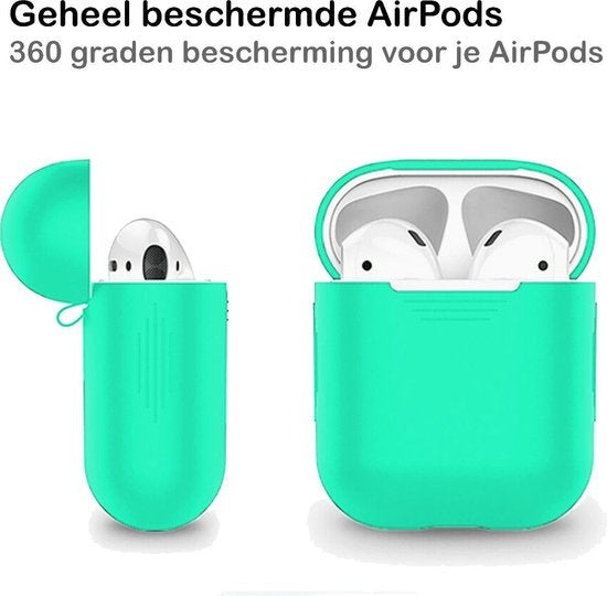 AirPods Hoesje Siliconen met Clip - Turquoise