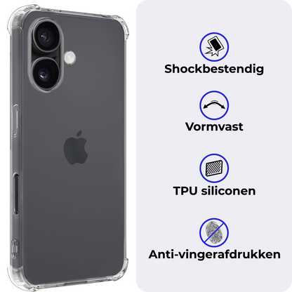 iPhone 16 Hoesje Shockproof Backcover Siliconen - Transparant