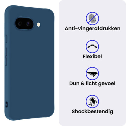 Google Pixel 9a Hoesje Siliconen Backcover Lichtgewicht - Donkerblauw