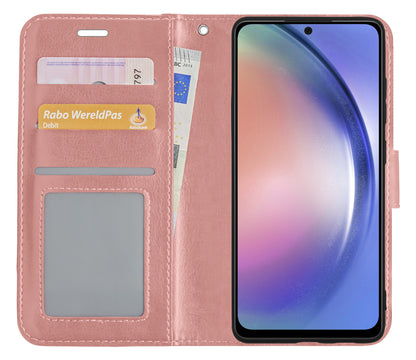 Samsung A54 Hoesje Bookcase Cover met Kaarthouder - Rosé goud