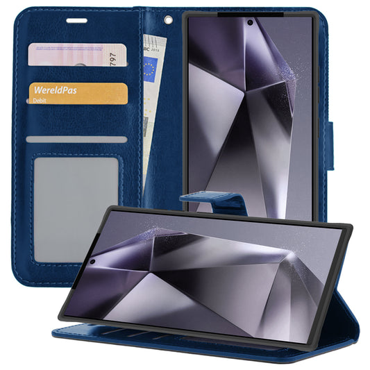 Samsung S24 Ultra Hoesje Book Case Kunstleer - Donkerblauw