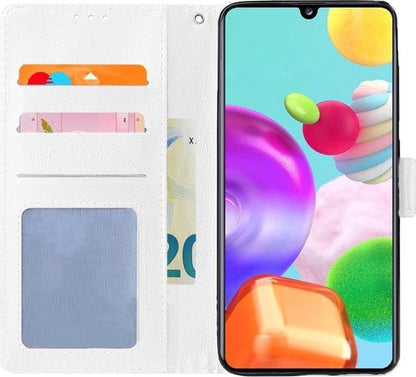 Samsung A41 Hoesje Bookcase Cover met Kaarthouder - Wit