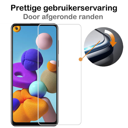 Samsung A21s Screenprotector Gehard Glas - Full Screen