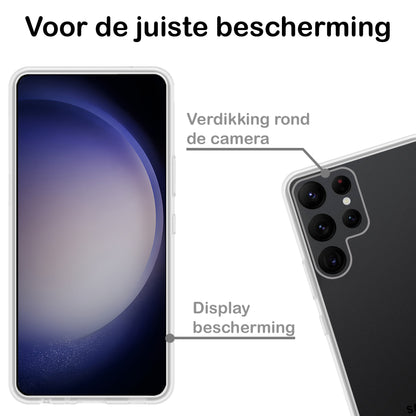 Samsung S23 Ultra Hoesje Siliconen Backcover Lichtgewicht - Transparant
