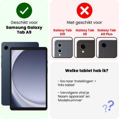 Samsung Galaxy Tab A9 Trifold Bookcase Hoes 360 Graden Draaibaar - Paars