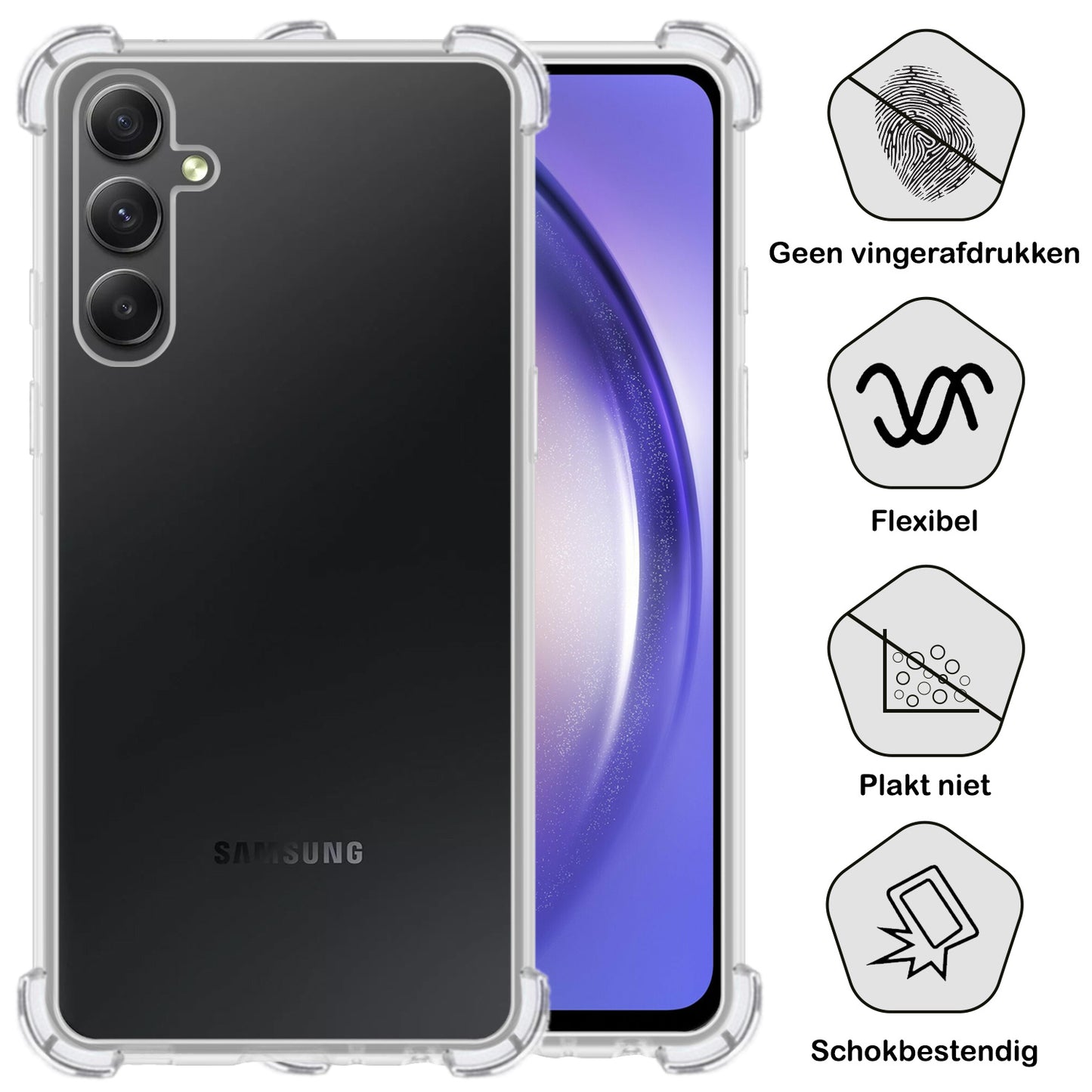 Samsung A54 Hoesje Shock Proof Siliconen - Transparant