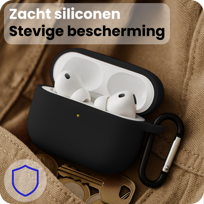 AirPods Pro 3 Hoesje Siliconen Krasbestendig - Zwart