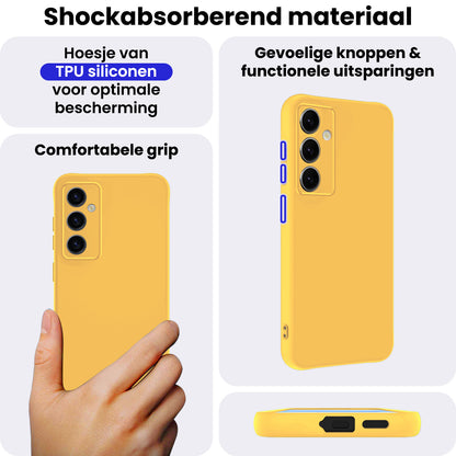 Samsung S25 Hoesje Siliconen Backcover Lichtgewicht - Geel