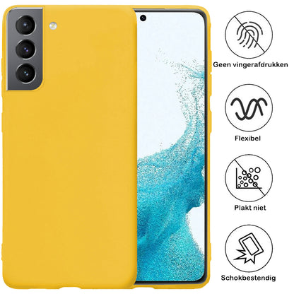 Samsung S22 Hoesje Siliconen Backcover Lichtgewicht - Geel