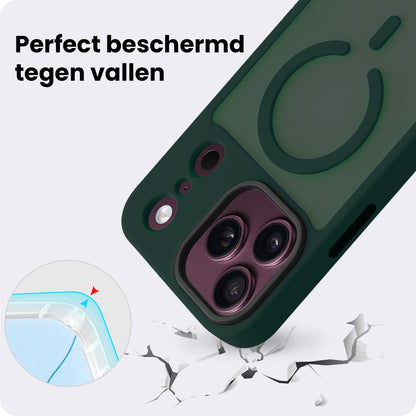 iPhone 18 Pro Max Hoesje Geschikt voor Magsafe Backcover Shockproof - Donkergroen