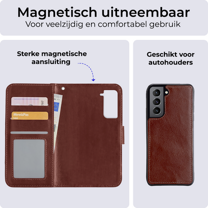 Samsung S21 Plus Hoesje Bookcase Cover Uitneembaar - Bruin