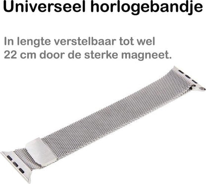 Milanese Horlogeband Geschikt voor Apple Watch 38/40/41 mm Bandje Milanees - Polsbandje Met Magneetsluiting Geschikt voor Apple Watch 38/40/41 mm Bandje Milanees - Zilver
