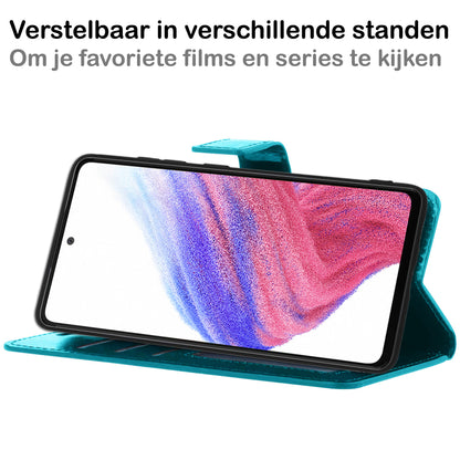 Samsung A53 Hoesje Bookcase Cover met Kaarthouder - Turquoise