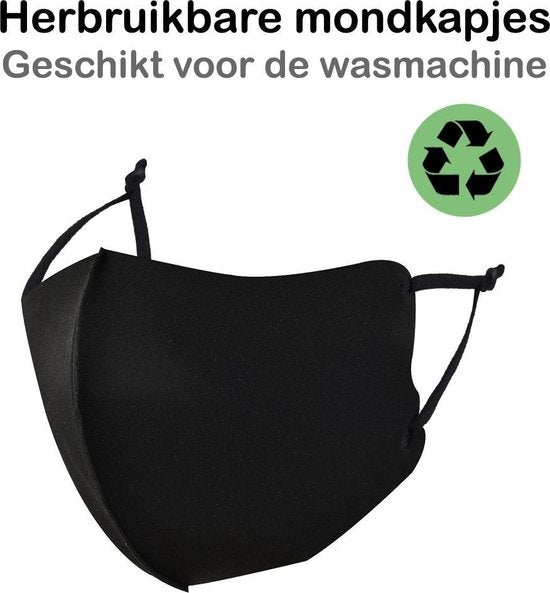 Mondkapje Wasbaar Verstelbaar Zwart Mondmasker Wasbaar Mondkapje Verstelbare Wasbare Mondkapjes Niet Medisch Elastisch Universeel