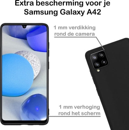 Samsung A42 Hoesje Siliconen Backcover Lichtgewicht - Zwart