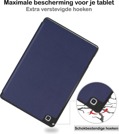 Samsung Galaxy Tab S6 Lite Trifold Bookcase Hoes met Penhouder voor S Pen - Donkerblauw