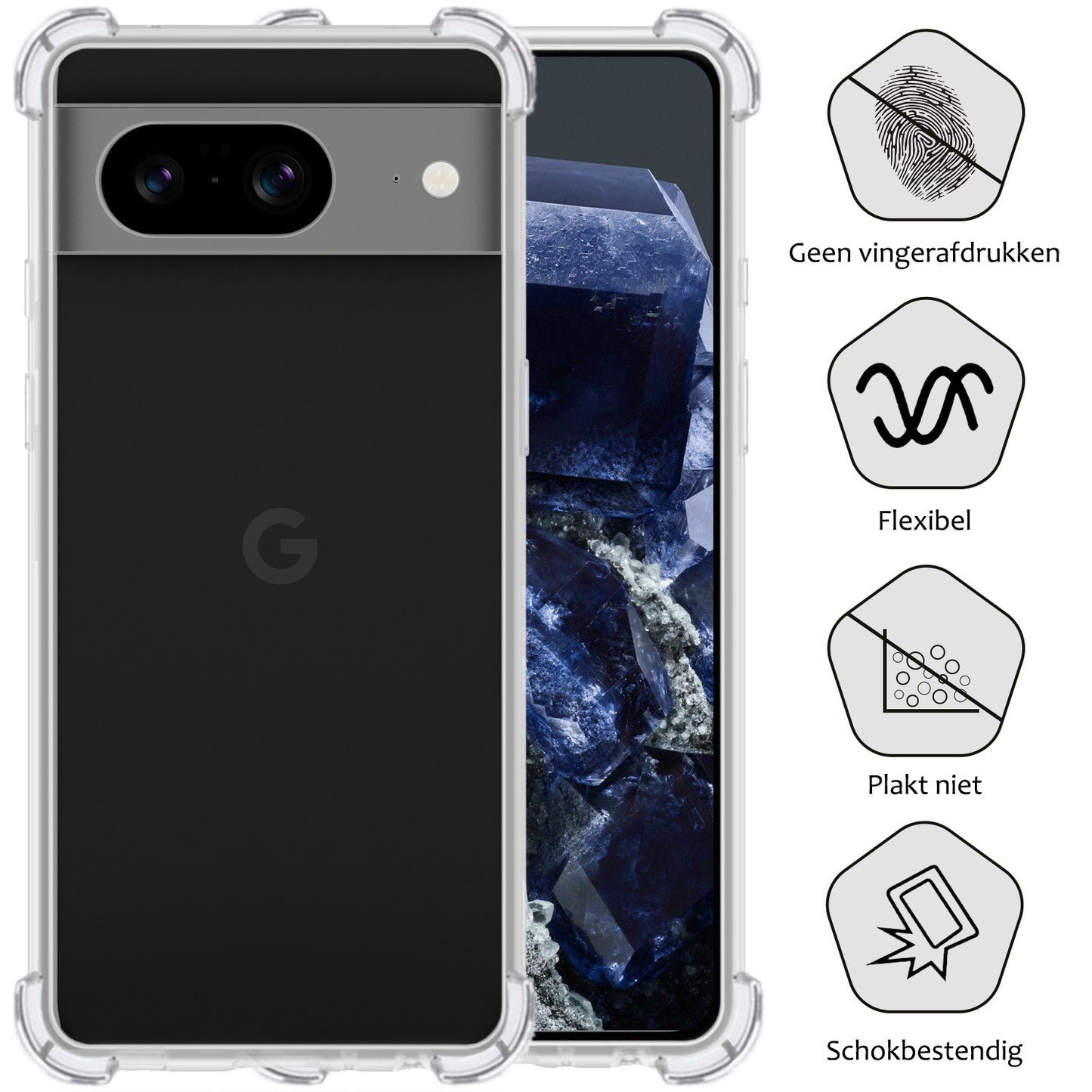 Google Pixel 8 Hoesje Shock Proof Siliconen - Transparant