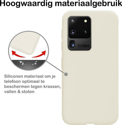 Samsung S20 Ultra Hoesje Siliconen Backcover Lichtgewicht - Wit