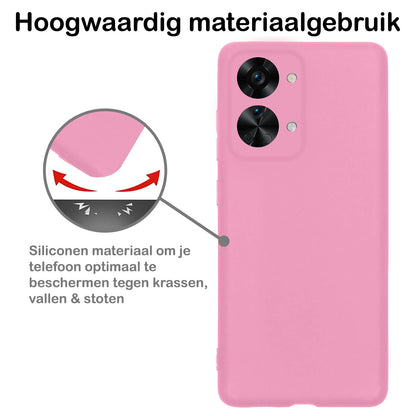 OnePlus Nord 2T Hoesje Siliconen Backcover Lichtgewicht - Lichtroze