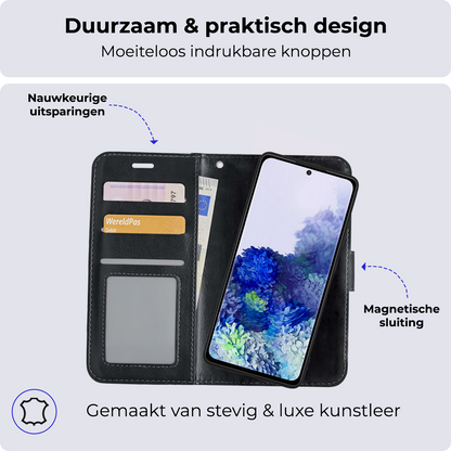 Samsung S20 Plus Hoesje Bookcase Cover Uitneembaar - Zwart