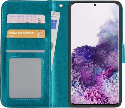 Samsung S20 Hoesje Bookcase Cover met Kaarthouder - Turquoise