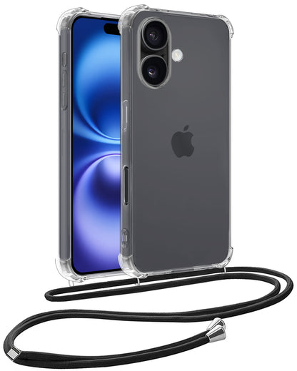 iPhone 16 Hoesje met Koord Backcover Shockproof - Transparant