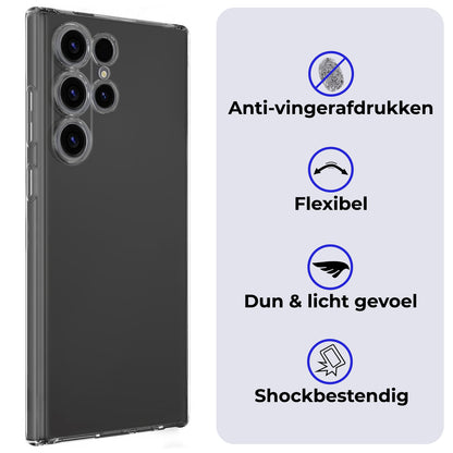 Samsung S24 Ultra Hoesje Siliconen Backcover Lichtgewicht - Transparant