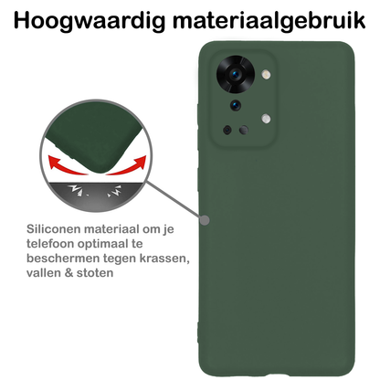 OnePlus Nord 2T Hoesje Siliconen Backcover Lichtgewicht - Donkergroen