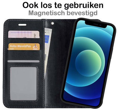 iPhone 12 Pro Max Hoesje Bookcase Cover Uitneembaar - Zwart