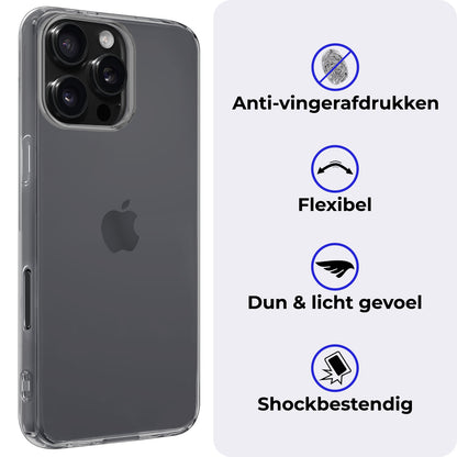 iPhone 16 Pro Max Hoesje Siliconen Backcover Lichtgewicht - Transparant