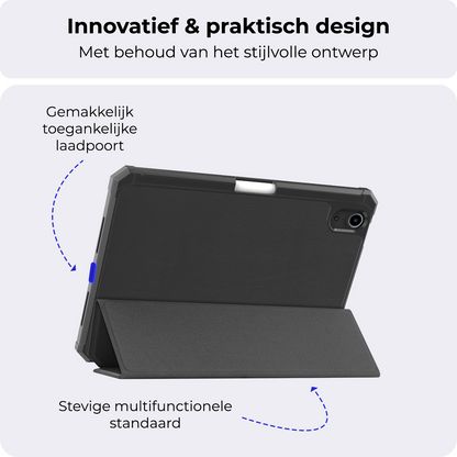 iPad Mini 7 Trifold Bookcase Hoes met Penhouder voor Apple Pen - Zwart