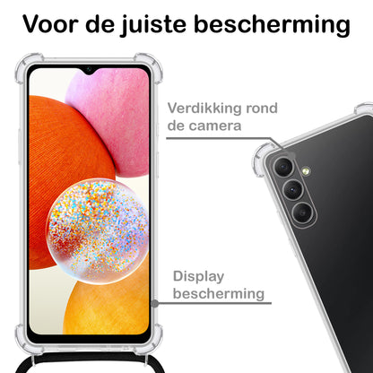 Samsung A14 Hoesje met Koord Backcover Shockproof - Transparant