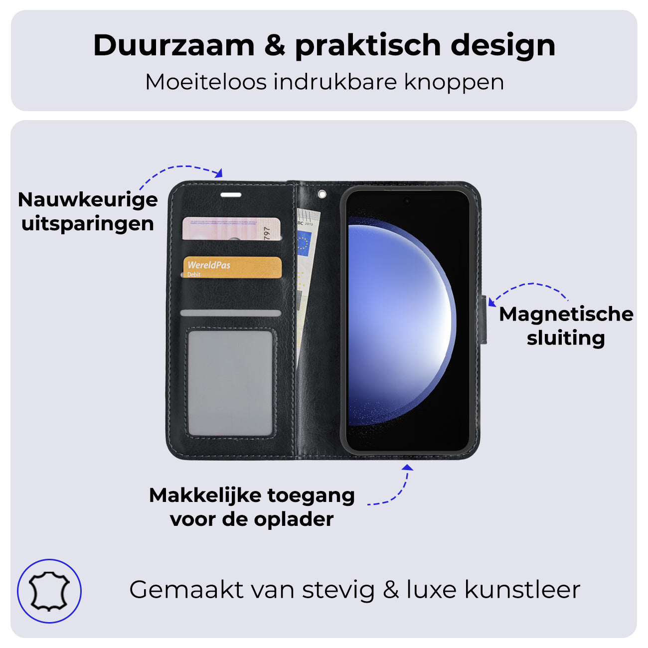 Samsung S23 FE Hoesje Book Case Kunstleer - Zwart