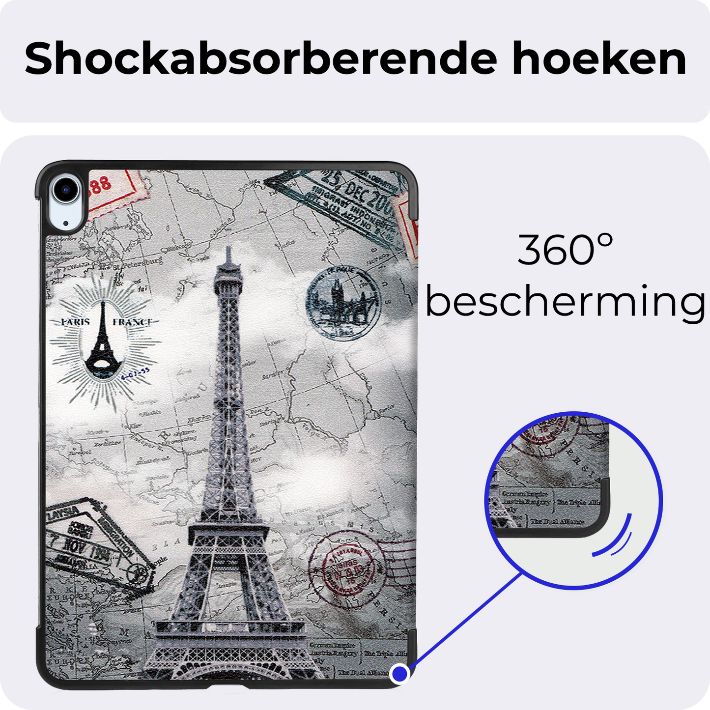 iPad Air 2024 (13 inch) Hoesje Book Case Met Apple Pencil Uitsparing - Eiffeltoren