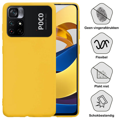Xiaomi Poco M4 Pro 5G Hoesje Siliconen Backcover Lichtgewicht - Geel