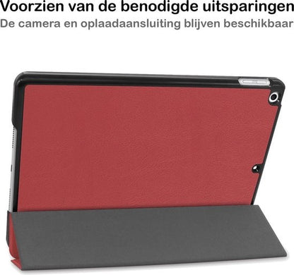 iPad 10.2 2020 Trifold Bookcase Hoes - Donkerrood