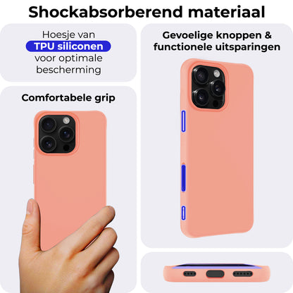 iPhone 16 Pro Max Hoesje Siliconen Backcover Lichtgewicht - Perzik